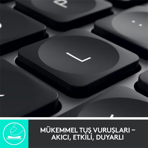 Logitech MX Keys Aydınlatmalı 920-010254 Tam Boyutlu Kablosuz Türkçe Q Klavye - Siyah