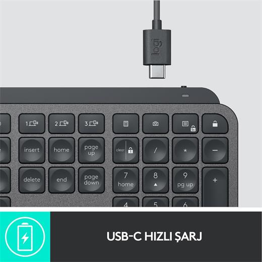 Logitech MX Keys Aydınlatmalı 920-010254 Tam Boyutlu Kablosuz Türkçe Q Klavye - Siyah