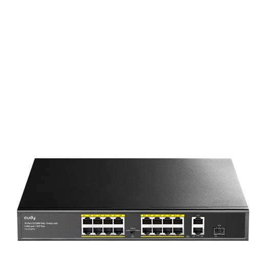 Cudy Fs1018Ps1 16 Port 10/100 Yönetilemez +2 Port Gb. 1 Sfp (1Gb) Rack Mount (16 Port Poe+) 200W Switch