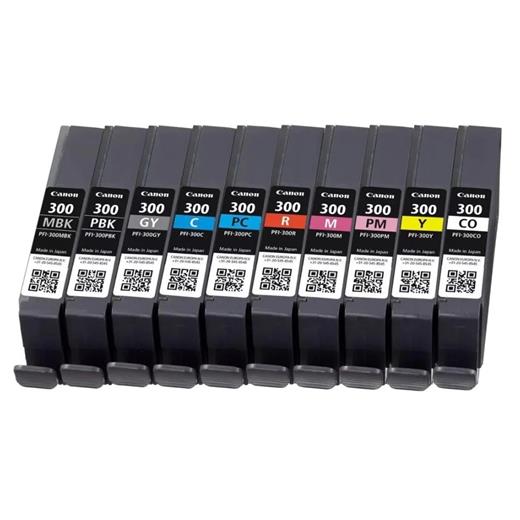 Canon Pfı-300 Mbk/Pbk/Co/Gy/R/C/M/Y/Pc/Pm 10 Mürekkep Kartuşu Çoklu Paket