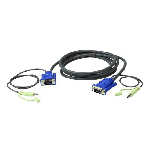 Aten-2L-2515A Vga Kablosuz 15 Metre 3.5Mm Stereo Ses Bağlantılı 15M Vga Cable With 3.5Mm Stereo Audio