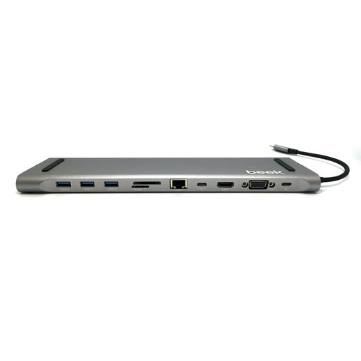 Beek Ba-Dck-Uc11 11 İn 1 Usb Tip C Docking Station Beek 11 İn 1 Usb Tip C Docking Station Pd3.0 Charging Hdmı 4K/30Hz Vga 1080P Rj45 1Gbps 3Xusb 3.0 Usb C Data Transfer 3.5Mm Audio Output Sd/Tf Card Reader Space Gray