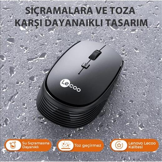 Lenovo Lecoo Usb Optik Kablosuz Mouse Siyah Ws202-S 
