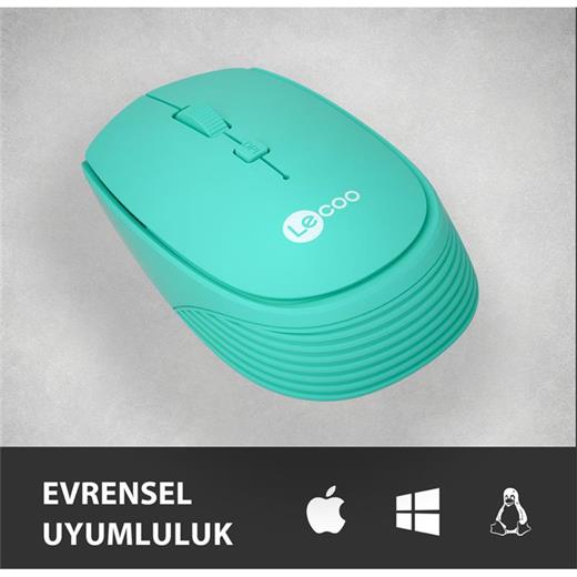 Lenovo Lecoo Usb Optik Kablosuz Mouse Turkuaz Ws202-T 