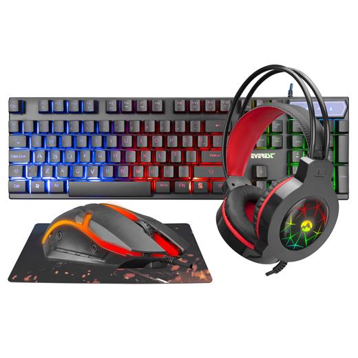 Everest Kmk-91 Eco Q Türkçe Usb Gökkuşağı Aydınlatmalı Gaming Combo 4 İn 1 Set Oyun Klavye+Mouse+Pad+Kulaklı