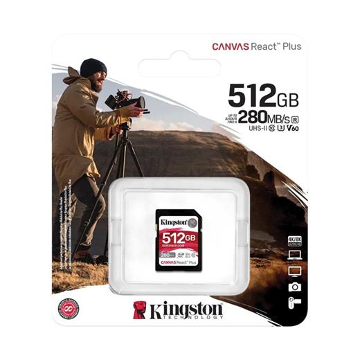 Kingston 512G Sdxc Canvas React Plus (280-150)Mb/S Sdr2V6/512Gb