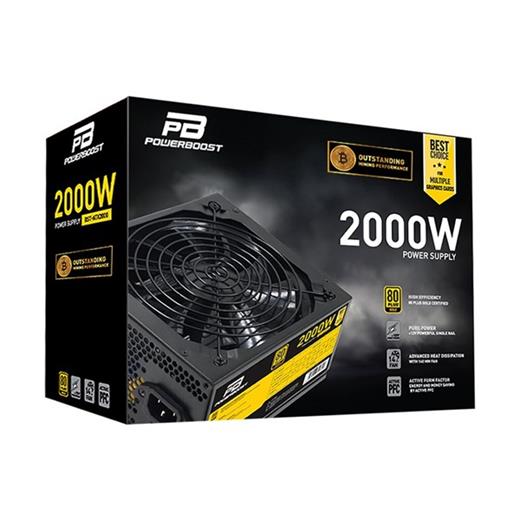 PowerBoost BST-ATX2000 2000w 14cm SİYAH fan, Mining ATX PSU (Retail) JPSU-BST-ATX2000
