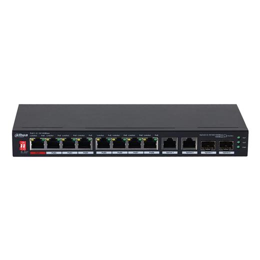 Dahua Pfs3210-8Et2Gf-96 8+4 10/100 Yönetilemez +2 Port Gb. +2 Sfp Port 8 Port Poe 96W Metal Kasa