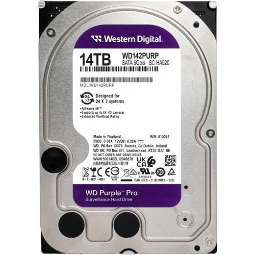 Wd 14 Tb Wd142Purp 3.5 Purple Sata3 7200Rpm 512Mb 7/24 Güvenlik Diski