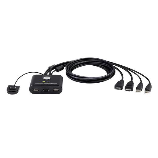 Aten-Cs22Hf 2 Port Usb Fhd Hdmı Kvmp™(Keyboard/Video Monitor/Mouse) Periferi (Çevre Cihazlarla (Usb) Bağlantı Kurabilir) Switch, Kvm Bağlantı Kablosu Ürüne Gömülüdür, Remote Port Selector İle Birlikte≪Br≫2-Port Usb Fhd Hdmı Kablolu Kvm Switc