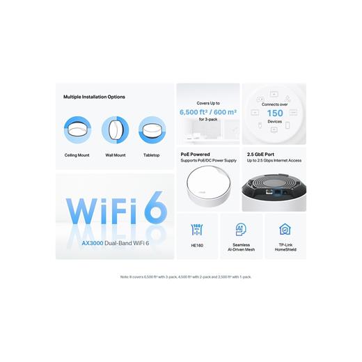 Tp-Link Deco X50-Poe(1-Pack)Ax3000 Ev-Fi  6 Sistem