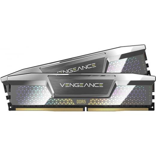 CORSAIR CMKC48GX5M2X8200C40 48GB (2x24GB) DDR5 8200MT/s CL40 VENGEANCE RGB CUDIMM BELLEK SILVER