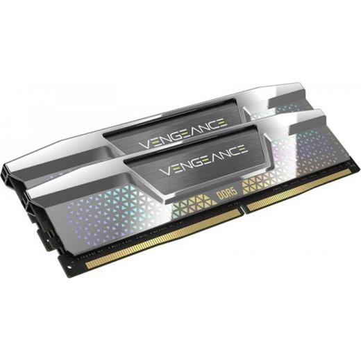 CORSAIR CMKC48GX5M2X8200C40 48GB (2x24GB) DDR5 8200MT/s CL40 VENGEANCE RGB CUDIMM BELLEK SILVER