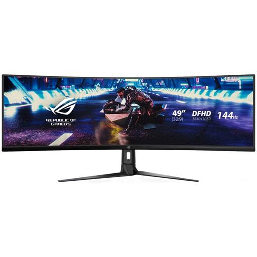ASUS ROG STRIX XG49VQ 49 GAMING VA KAVISLI AURA RGB FREESYNC 2 HDR DFHD 3840X1080 1MS 144HZ DP HDMI USB MM VESA 3YIL ULTRA-WIDE HDR,DUSUK MAVI ISIK,YUKSEKLIK AYARI Monitör