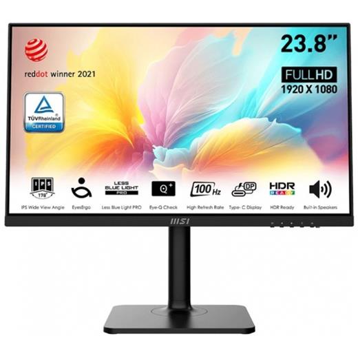 MSI 23.8 MODERN MD2412P 1920x1080 (FHD) 16:9 FLAT IPS 100HZ 1MS ADAPTIVE-SYNC PIVOT TYPE-C MONITOR