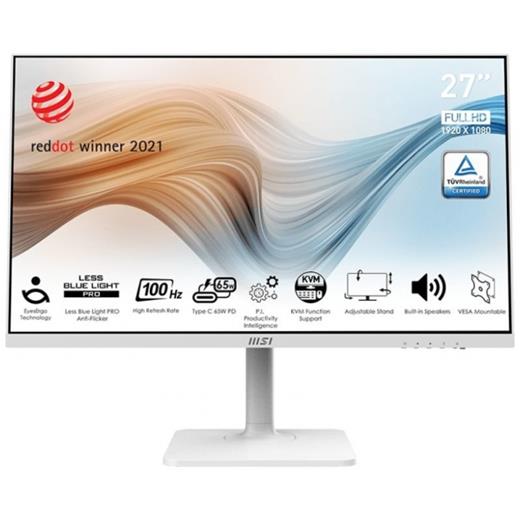 MSI 27 MODERN MD272XPW 1920x1080 (FHD) 16:9 FLAT IPS 100HZ 1MS ADAPTIVE-SYNC PIVOT BEYAZ TYPE-C MONITOR