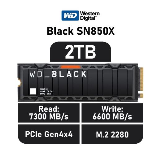 WD Black SN850X WDS200T2XHE 2TB 7300/6600 Gen4 Soğutuculu NVMe PCIe M.2 2280 SSD