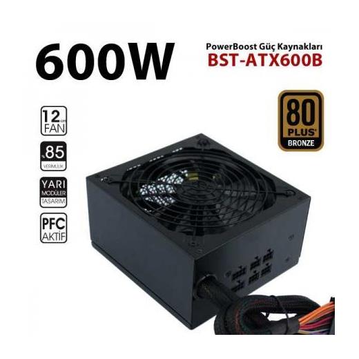 PowerBoost BST-ATX600BEU BRIO 600W 80+ Bronze 12cm Fanlı ATX PSU (Retail Box) EZ8898B-600W