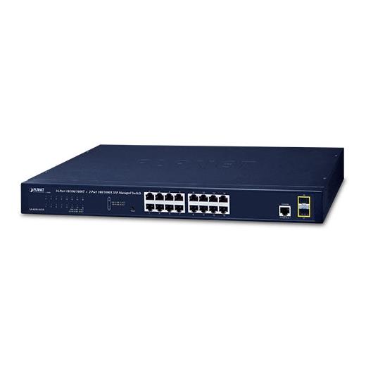 PL-GS-4210-16T2S Yönetilebilir Gigabit Switch (Managed Gigabit Switch)<br>
16-port 10/100/1000Base-T<br>
2 x 100/1000BASE-X mini-GBIC/SFP yuva<br>
1 x Konsol port<br>
Reset düğmesi (sistem fabrika ayarlarına dönmek için)