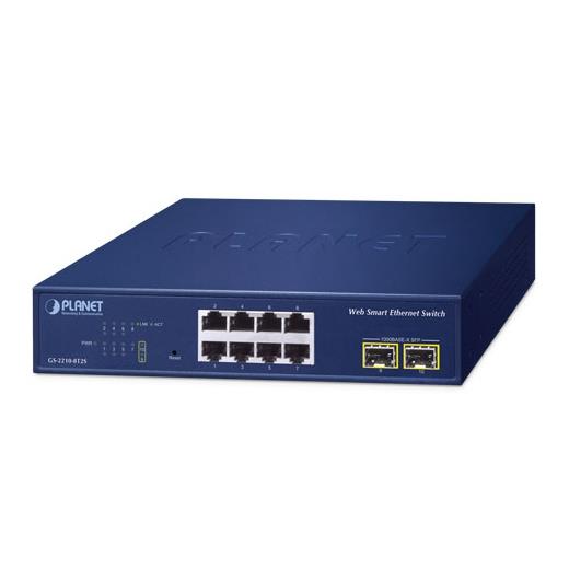 PL-GS-2210-8T2S Layer 2 Web Smart Ethernet Switch<br>
8 x 10/100/1000BASE-T port<br>
2 x 100/1000BASE-X SFP yuva<br>
8-Port 10/100/1000T + 2-Port 1000X SFP Web Smart Ethernet Switch