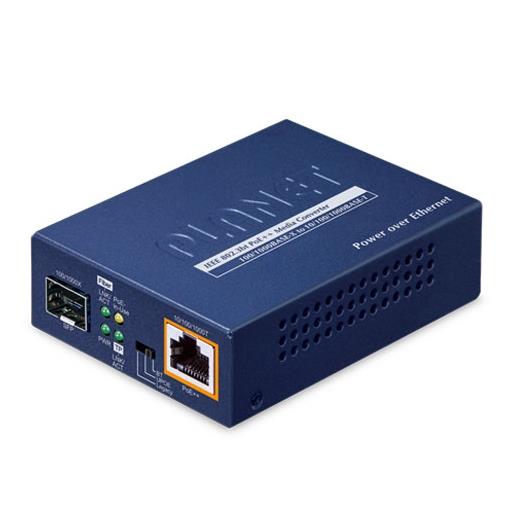 PL-GUP-805A-60W 100/1000BASE-X SFP to 10/100/1000BASE-T 802.3bt PoE++ Media Converter (60 Watts)