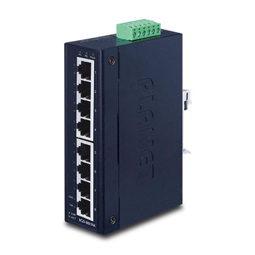 PL-IGS-801M Yönetilebilir Endüstriyel Tip Ethernet Switch (Managed Industrial Ethernet Switch)<br>
8-Port 10/100/1000Mbps