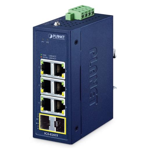 PL-IGS-820TF Compact Industrial 6-Port 10/100/1000T + 2-Port 100/1000X SFP Ethernet Switch 