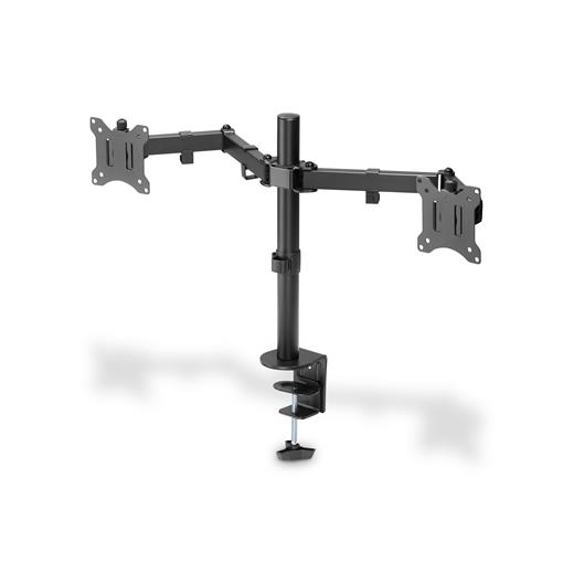 DA-90400 Digitus Çift Ekran Taşıyabilen Askı Aparatı, Kelepçe Dahil, Maksimum 15 inç ile 32 inç Ekran, Yukarı Aşağı Hareket 45 Derece, Sağa Sola Hareket 90 Derece, Dönüş Açısı 360 Derece, Maksimum Yük Kapasitesi 2 x 8kg, VESA 100 x 100mm, Siyah Renk