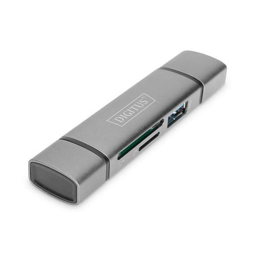 DA-70886 Digitus Çift Kart Okuyucu Hub, USB-C™ / USB 3.0, OTG ( Combo Kart Okuyucu Hub (USB-C + USB 3.0),  1 x SD, 1 x MicroSD, 1 x USB 3.0, gri renk)<br>
Digitus Dual Card Reader Hub USB-C™ / USB 3.0, OTG ( Combo Card Reader Hub (USB-C+USB 3