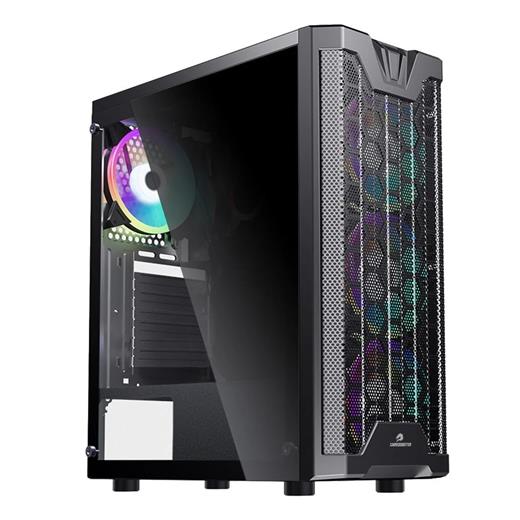 GameBooster GB-F3101B Mesh Temperli Cam 1*USB 3.0 4*12cm Rainbow Fan ATX Gaming Siyah Kasa (PSU Yok) i01