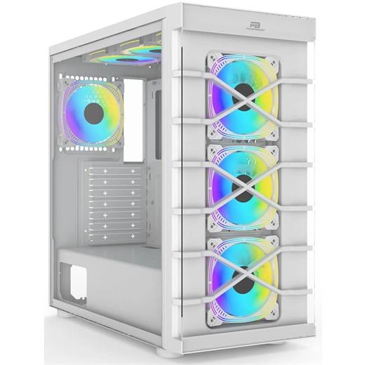PowerBoost PB-GR222BW USB3.0 Full Beyaz Tempered Glass 7xARGB Fanlı kasa (PSU Yok) R02 White