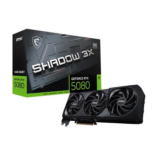 MSI VGA GEFORGE RTX5080 16G SHADOW 3X OC RTX5080 16GB GDRR7 256 B DX12 PCIE 5.0 X16 (3XDP 1XHDMI)