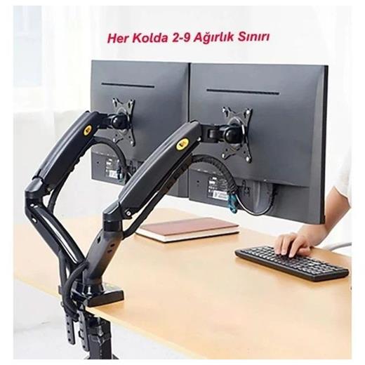 N.Bayou F160 2li amortisörlü monitör masa siyah