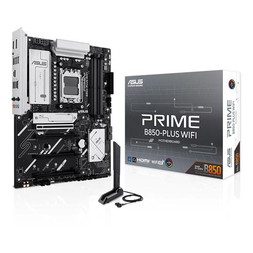ASUS MB PRIME B850-PLUS WIFI AMD B850 AM5 DDR5 8000 DP HDMI 3X M2 USB3.2 WİFİ 6E + BT AURA RGB 2.5GBİT LAN ATX 8+2+1 GÜÇ AŞAMALARI, 1XGEN5 M.2, ADVANC