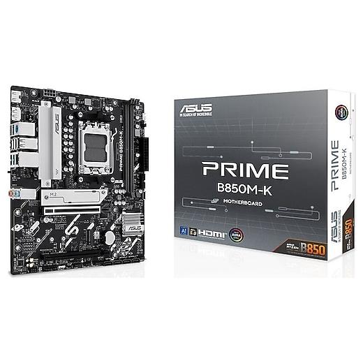 ASUS PRIME B850M-K AMD B850 AM5 DDR5 8200 DP HDMI ÇİFT M2 USB3.2 AURA RGB 2.5GBİT LAN MATX 8+2+1 GÜÇ AŞAMALARI, 1XGEN5 M.2, ADVANCED AI PC-READY