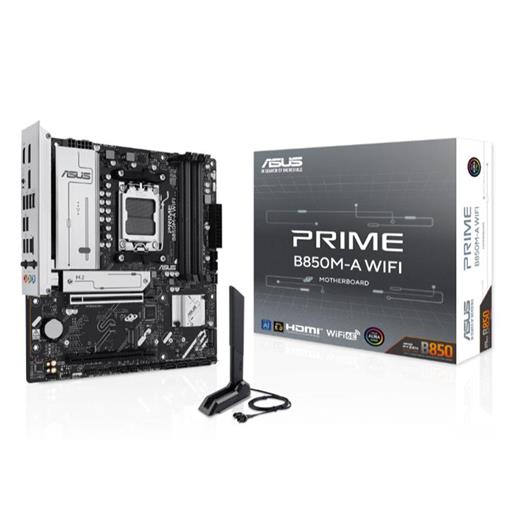 ASUS MB PRIME B850M-A WIFI AMD B850 AM5 DDR5 8000 2XDP HDMI 3X M2 USB3.2 WİFİ 6E + BT AURA RGB 2.5GBİT LAN MATX 256GB’A KADAR RAM DESTEĞİ, ASUS MB 5X 