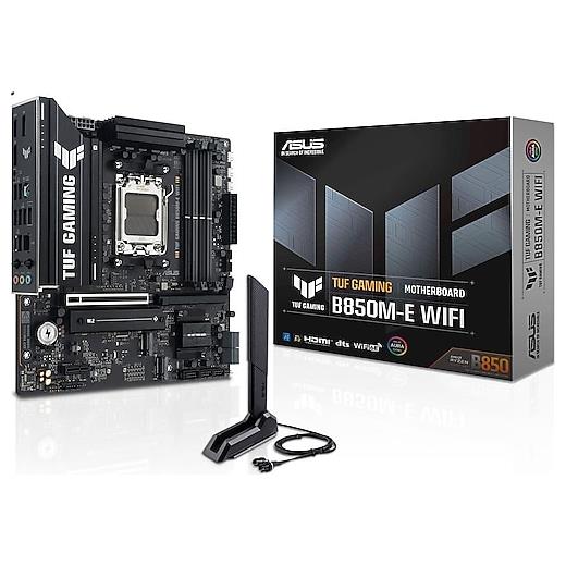 ASUS MB TUF GAMING B850M-E WIFI AMD B850 AM5 DDR5 8000 2XDP HDMI 3X M2 USB3.2 WİFİ 6E + BT AURA RGB 2.5GBİT LAN MATX 256GB’A KADAR RAM DESTEĞİ, 8+2+1 