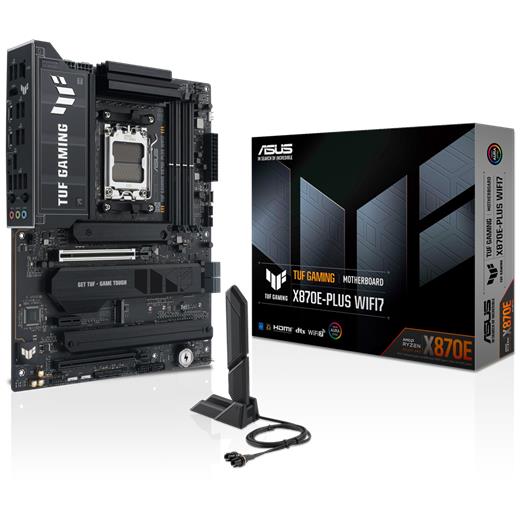 ASUS MB TUF GAMING X870E-PLUS WIFI7 AMD X870 AM5 DDR5 8000 HDMI 2XUSB4 4X M2 USB3.2 WİFİ 7 + BT AURA RGB 2.5GBİT LAN ATX 16+2+1+1 GÜÇ AŞAMALARI, ÇİFT 