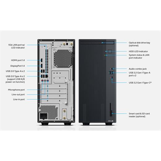 ASUS ExpertCenter P500 MT P500MV-I7136216512B0D i7-13620H 16GB 512GB SSD O/B UHD770 DOS Masaüstü PC