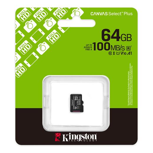Kingston SDCS3/64GBSP 64GB microSDXC Canvas Select Plus Gen3 100R A1 Single Pack w/o ADP