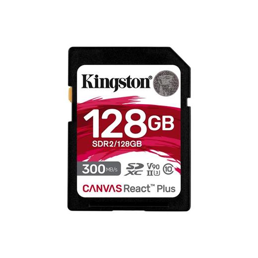 Kingston SDR2/128GB Canvas React Plus SDXC UHS-II 300R-260W U3 V90 for Full HD-4K-8K Hafıza Kartı