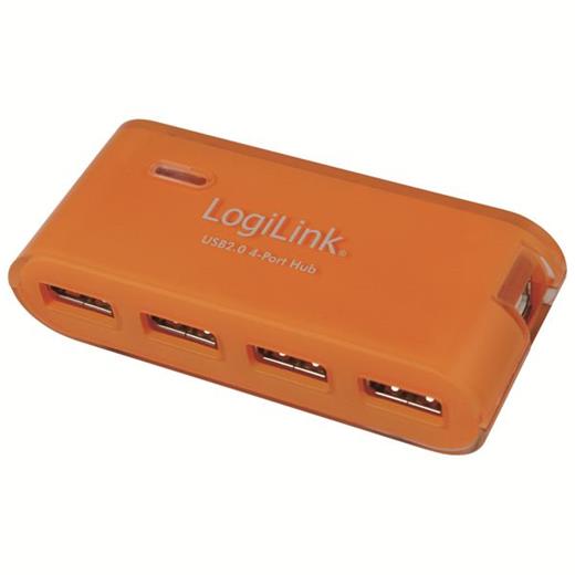 LogiLink UA0090 4 Port USB 2.0 Hub   Güç Adaptörü, Turuncu
