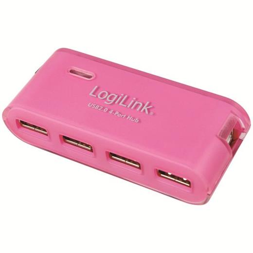 LogiLink UA0087 4 Port USB 2.0 Hub   Güç Adaptörü, Pembe