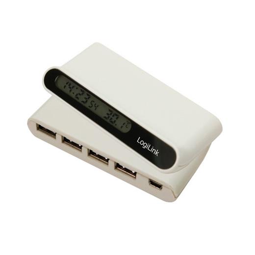 LogiLink UA0070 LCD Saat, Alarm ve Termometre Özellikli 4 Port USB HUB