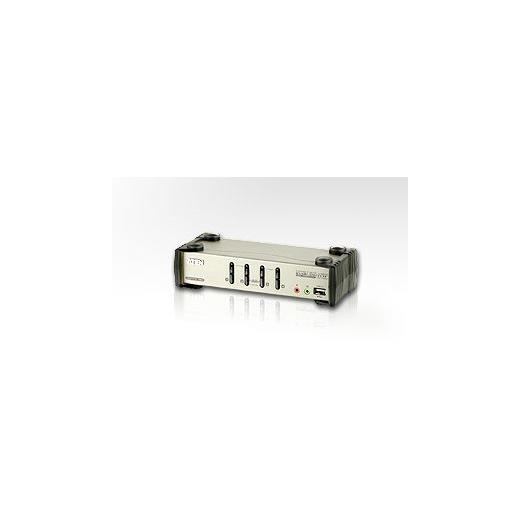 ATEN-CS1734B 4 port’lu USB KVM (Keyboard/Video Monitor/Mouse) Switch, Mikrofon ve Hoparlör bağlantısı mevcut + 2 port'lu USB (2.0) Hub, Masaüstü Tip, KVM bağlantı kablosu ürün beraberinde gelmektedir 