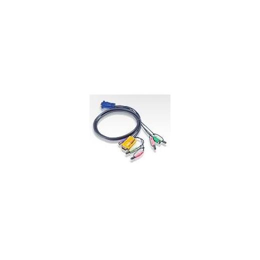 ATEN-2L-5303P PS/2 KVM (Keyboard/Video Monitor/Mouse) Switch İçin Kablo, 3 metre, 1 x SPHD-15 Erkek, 2 x Audio yuvası  lt;- gt; 1 x Monitör 15 pin