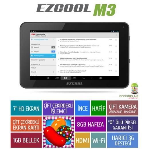 Ezcool M3 1Gb 8Gb 7¨ Tablet Siyah
