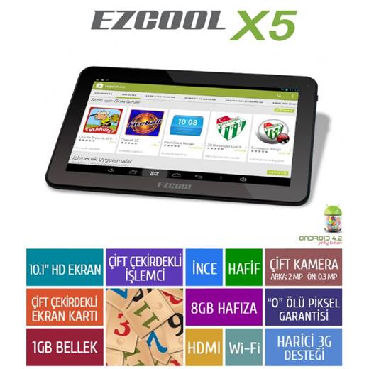 Ezcool X5 1Gb 8Gb 10.1¨ Tablet Siyah