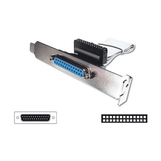 AK-580300-003-E Yazıcı İçin Slot Bracket Bağlantı Kablosu, DB25 Erkek <-> 26 pin IDC Dişi, 0.25 metre, CU, AWG28, UL2651