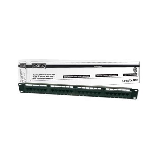 DN-91524U Digitus 19 Inch 24 Port Cat-5E UTP Patch Panel, 50 µ (Mikron), Altın Kontak, Zırhsız